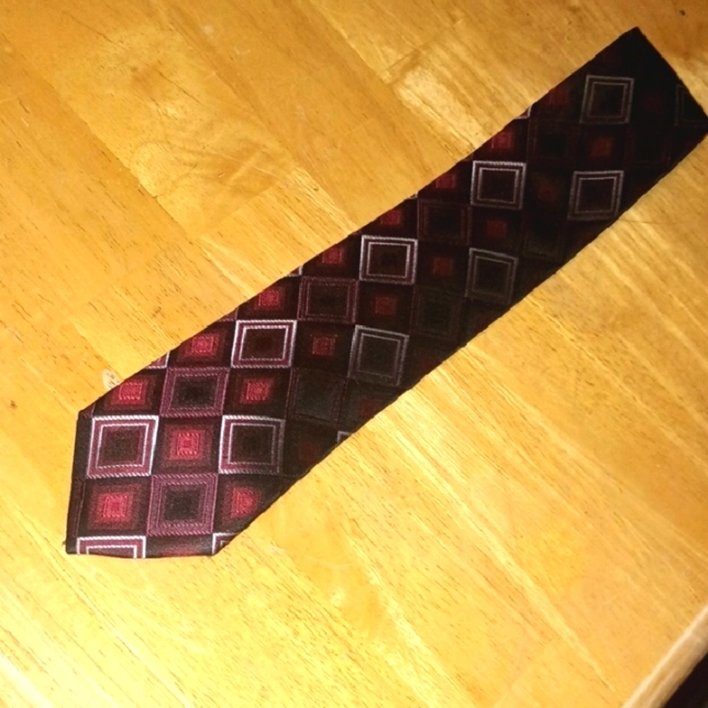 Claiborne Red and Black Striped Tie